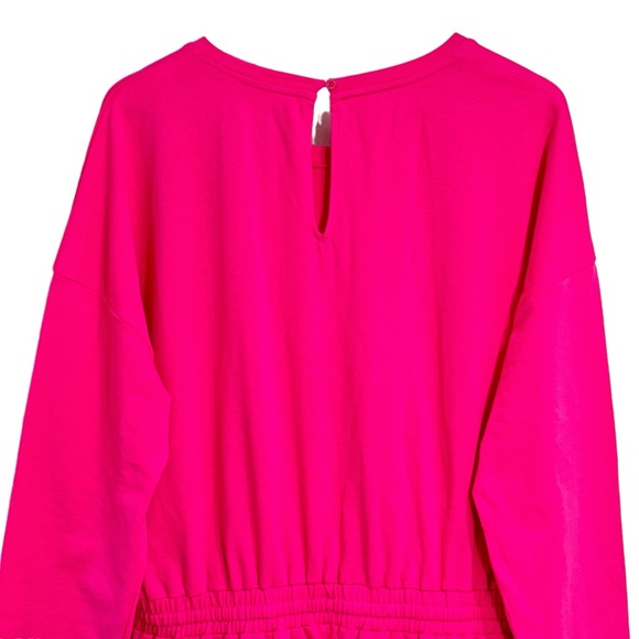 NY&C Bright Pink Long Sleeve Heavyweight Stretch Waist Romper Womens Size XL NWT - Picture 10 of 13